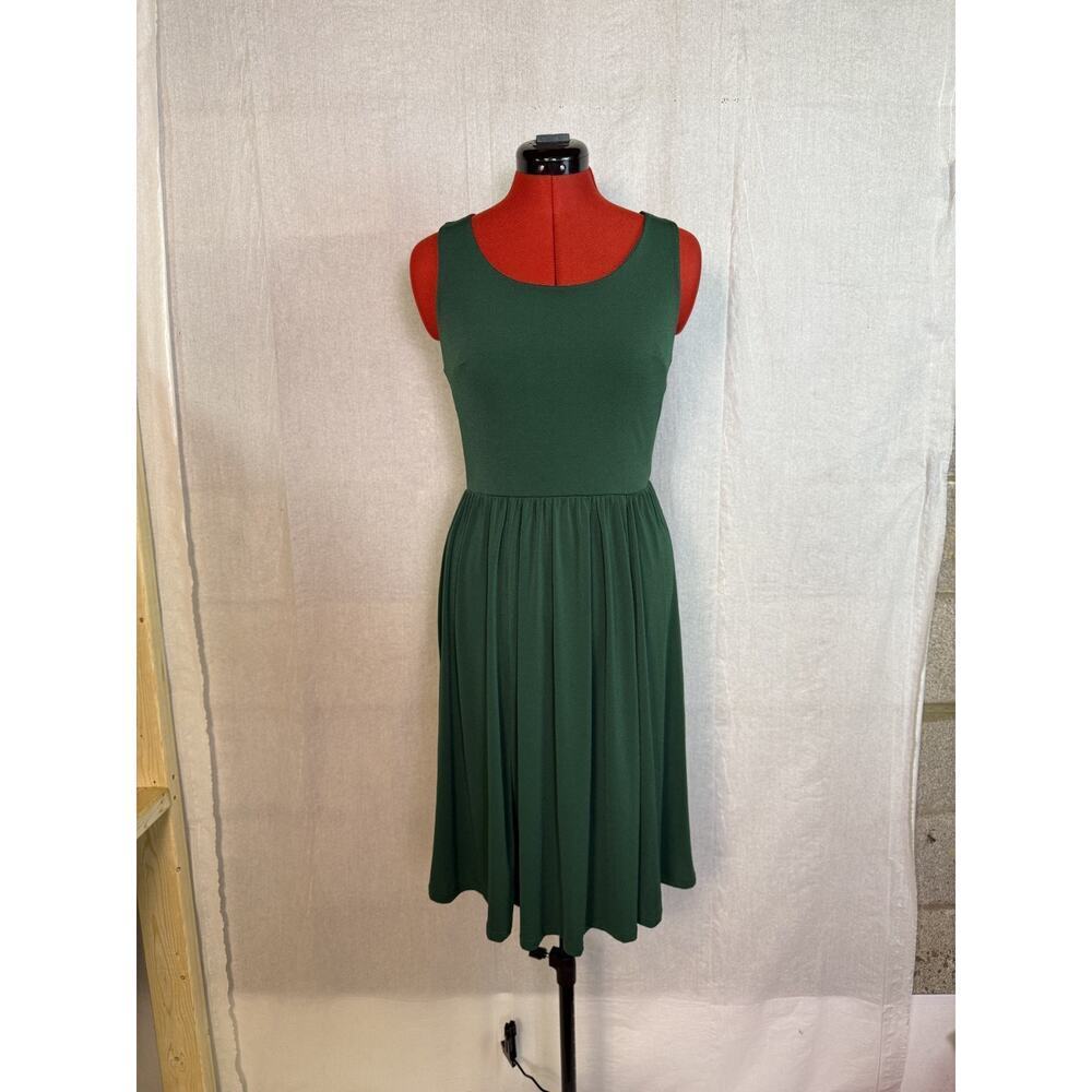 Modcloth Dress Women's Small Kelly Green Sleeveless Pleated Fit & Flare D190